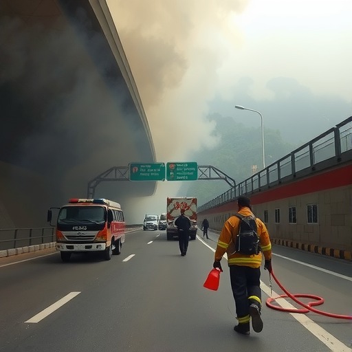 云南省消防公路联合隧道火灾应急演练成效显著