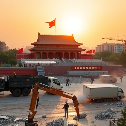 消防员见证天安门升旗 国旗飘扬映灾后重建新篇章