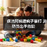 保洁阿姨遭疯子暴打 消防员出手救助（图3）